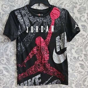 Jordan Black and Red Short Sleeve Tee with Graphic Design